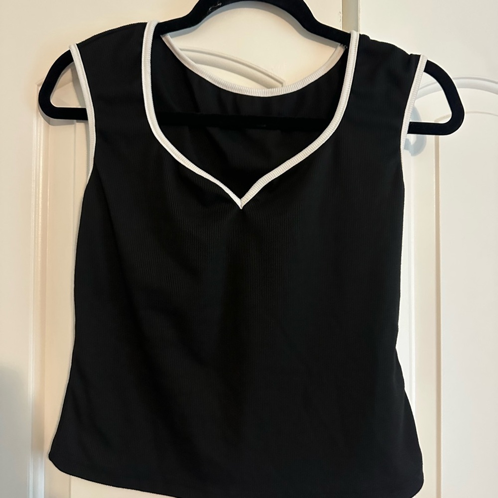 SHEIN Black Tank Top with White Trim